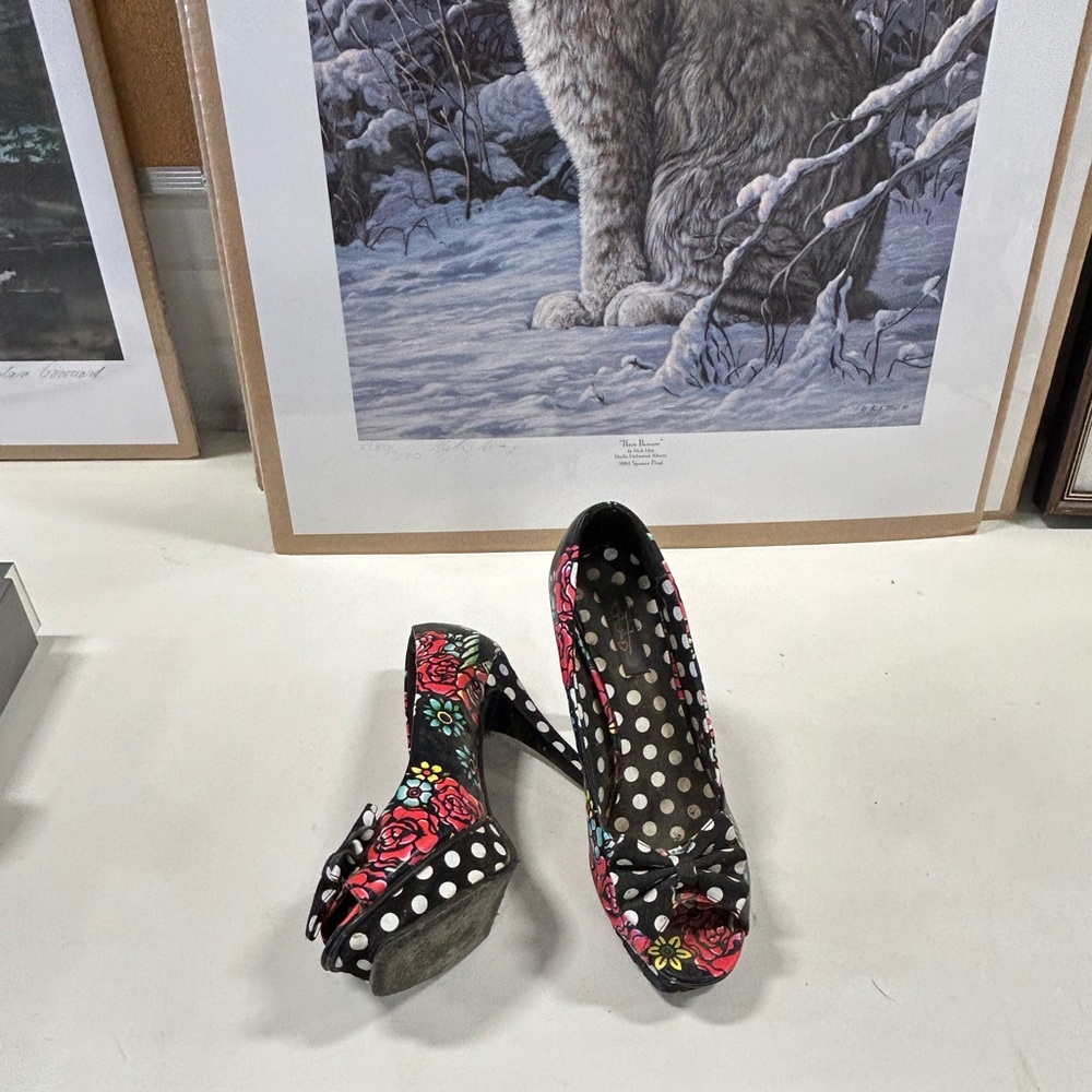 Iron Fist.Floral Polka Dot Women's Heels